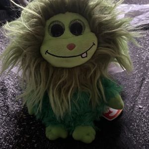 Ty Frizzys Hairy Furry Green Plush Stuffed Scoops